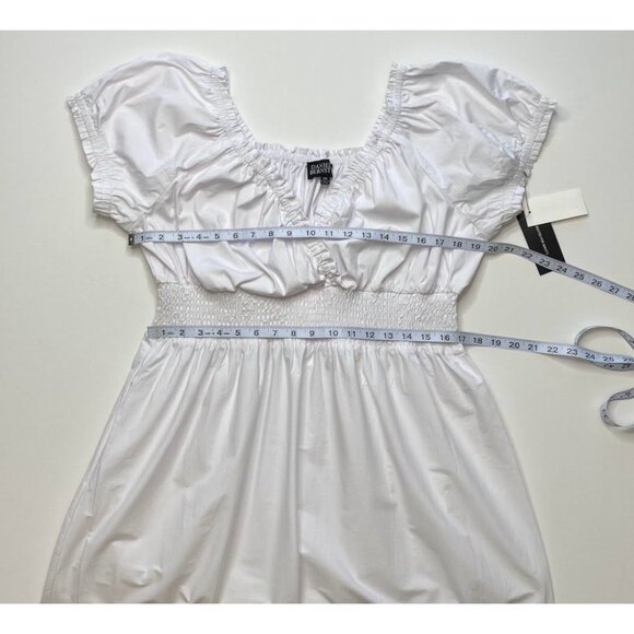 Danielle Bernstein White Midi‎ Smocked Waist Peasant Dress Sz 2x NEW - Picture 3 of 10